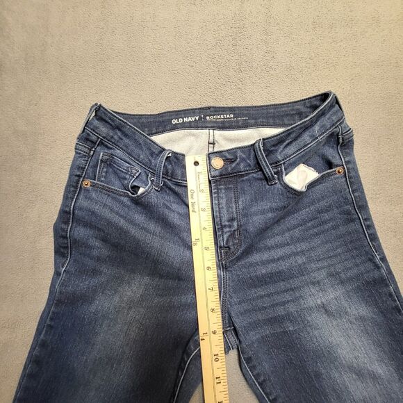 Old Navy Jeans Womens 10 Blue Rockstar Skinny Leg Distressed Denim Stretch - Picture 7 of 10